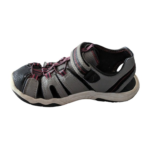 Wonder Nation Boys Closed Toe Sandals Gray Black Red Sz 1 Washable Non Marking - Picture 3 of 7